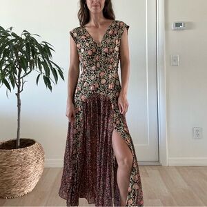 Rixo Floral V-Neck Maxi Dress